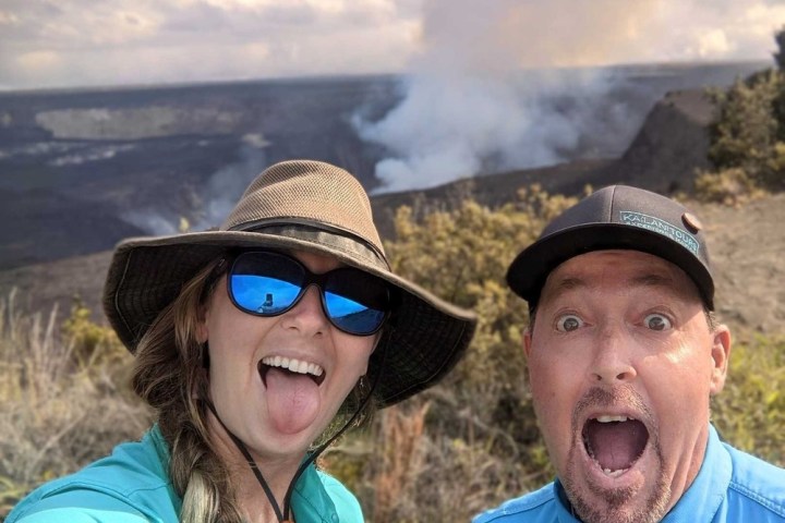 a man and a woman taking a selfie
